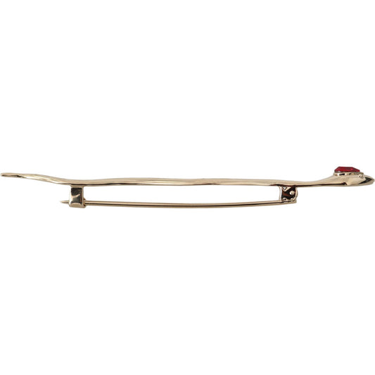 Dolce & Gabbana Elegant Silver Crystal Brooch Pin Brooch Dolce & Gabbana Tan