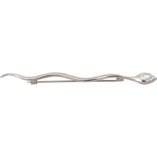 Dolce & Gabbana Elegant Crystal-Embellished Silver Brooch Pin Brooch Dolce & Gabbana Gray