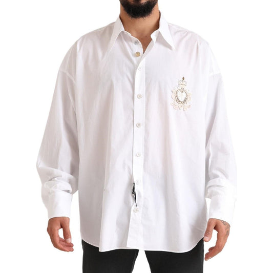 Dolce & Gabbana Elegant White Cotton Formal Shirt Dolce & Gabbana Light Gray