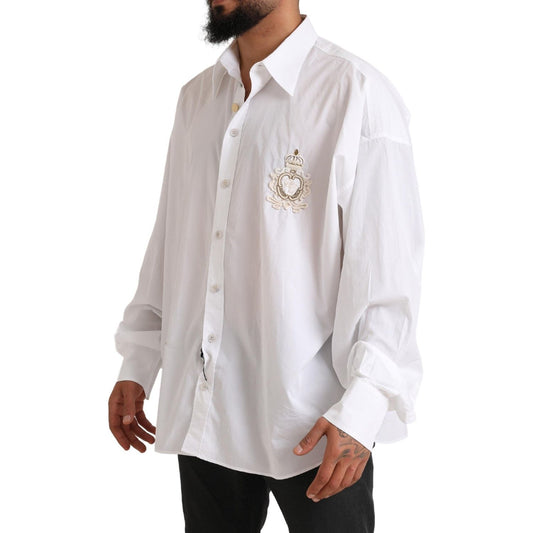 Dolce & Gabbana Elegant White Cotton Formal Shirt Dolce & Gabbana Light Gray