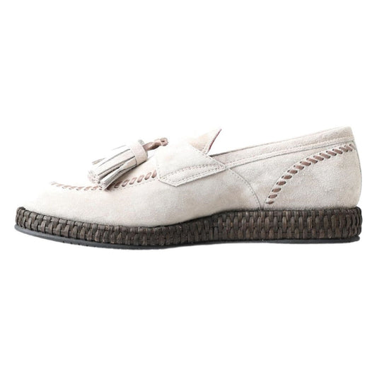 Dolce & Gabbana Elegant Ivory Leather Espadrilles Dolce & Gabbana Light Gray
