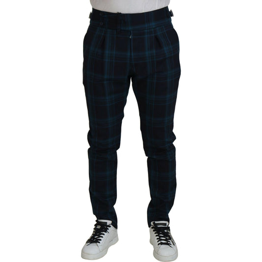 Dolce & Gabbana Elegant Plaid Wool Dress Pants Dolce & Gabbana Black