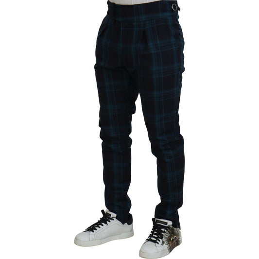 Dolce & Gabbana Elegant Plaid Wool Dress Pants Dolce & Gabbana Black