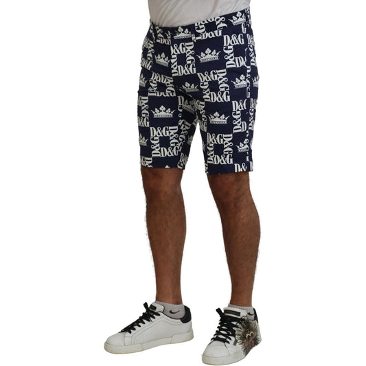 Dolce & Gabbana Casual Crown Print Chinos Shorts Dolce & Gabbana Dark Slate Gray