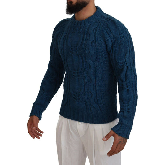 Dolce & Gabbana Elegant Blue Crewneck Sweater Dolce & Gabbana Dark Gray
