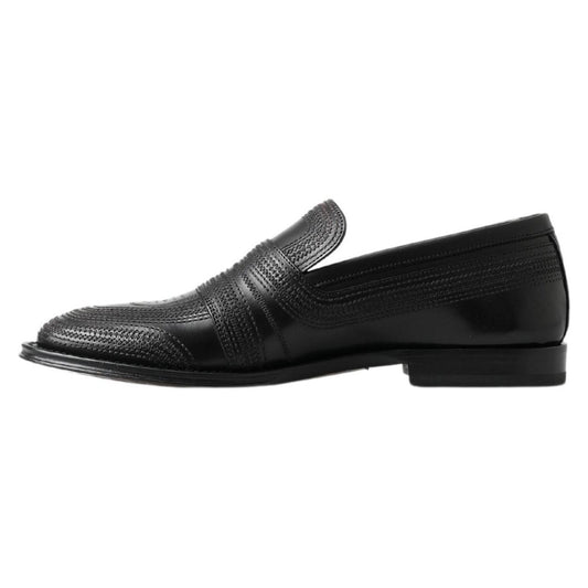 Dolce & Gabbana Elegant Black Leather Slipper Loafers Dolce & Gabbana Black