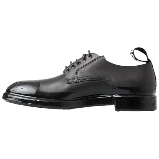 Dolce & Gabbana Elegant Derby Lace-Up Leather Shoes in Black Dolce & Gabbana Dark Slate Gray