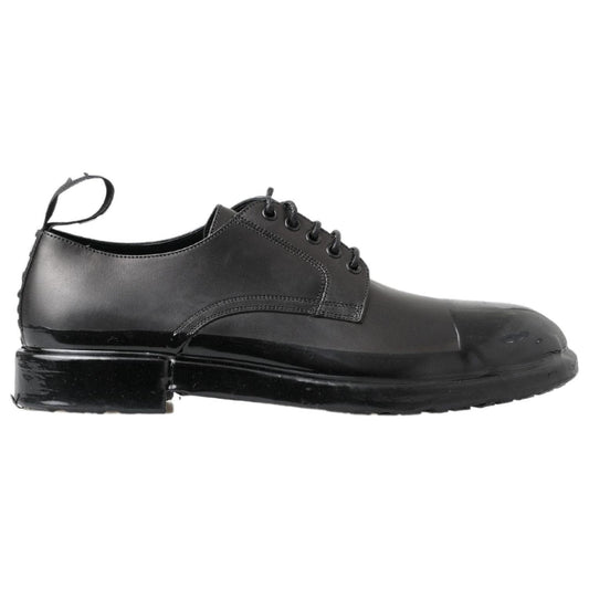 Dolce & Gabbana Elegant Derby Lace-Up Leather Shoes in Black Dolce & Gabbana Dark Slate Gray