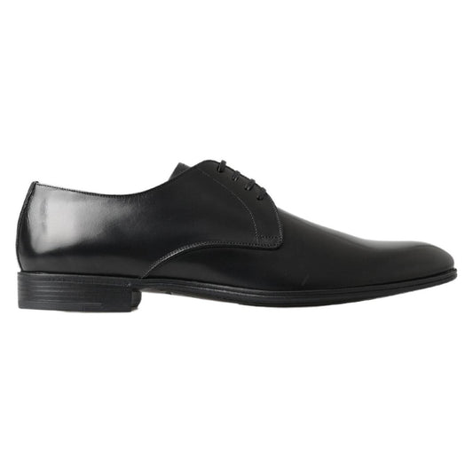 Dolce & Gabbana Classic Black Leather Derby Shoes Dolce & Gabbana Dark Slate Gray