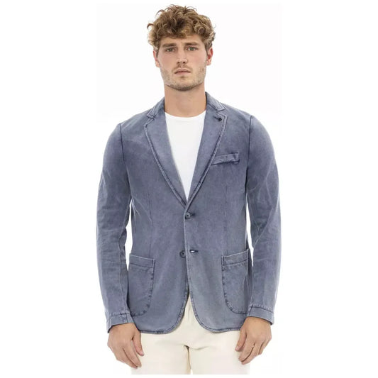 Distretto12 Blue Cotton Mens Blazer Distretto12 Slate Gray