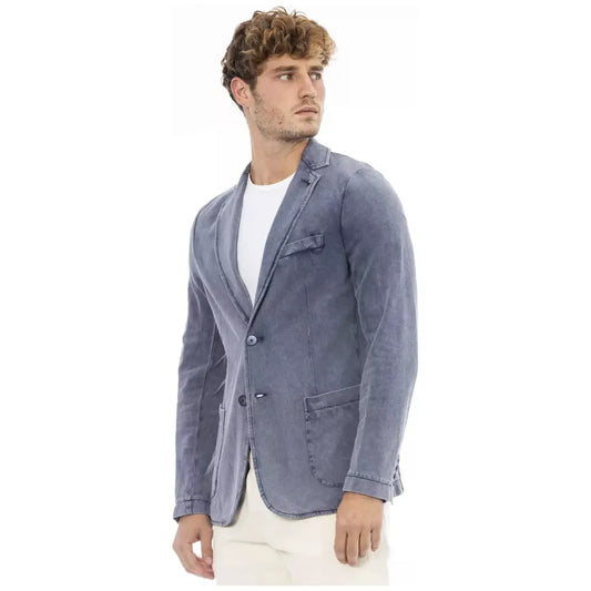 Distretto12 Blue Cotton Mens Blazer Distretto12 Slate Gray