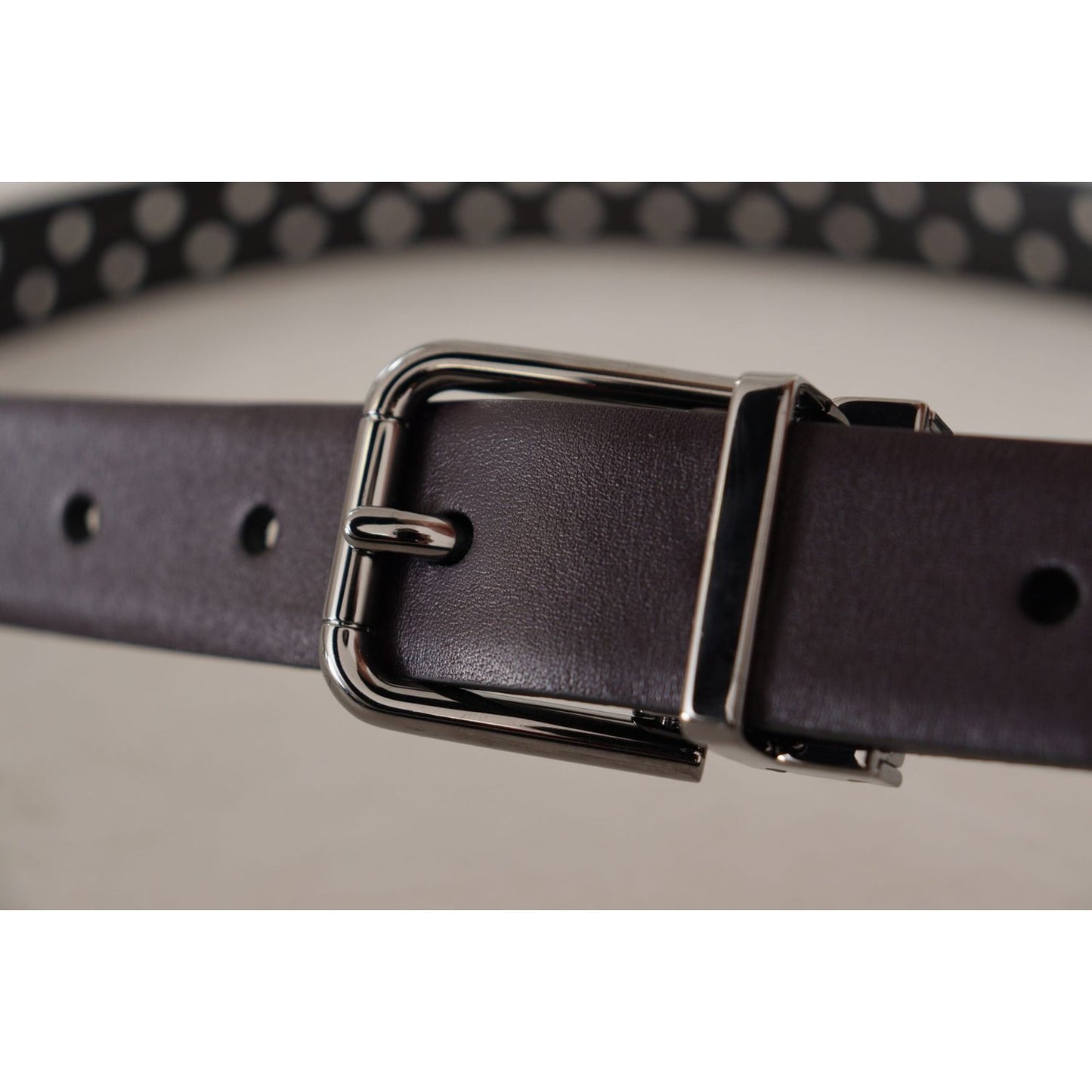 Dolce & Gabbana Dark Purple Perforated Leather Metal Buckle Belt BEL8642-90