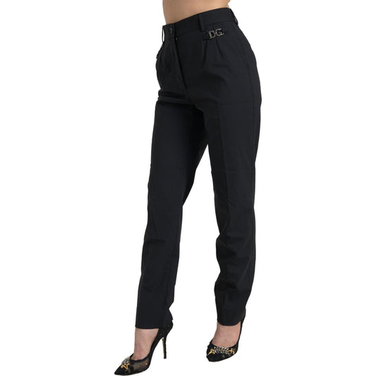 Dolce & Gabbana Elegant High-Waist Tapered Wool Pants Dolce & Gabbana Black