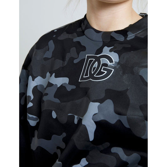 Dolce & Gabbana Elegant Black Camouflage Pullover Sweater Dolce & Gabbana Dark Slate Gray