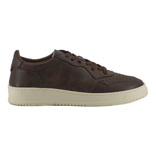 Saxone of Scotland Exclusive Leather Fabric Sneakers in Brown Saxone of Scotland Dark Gray