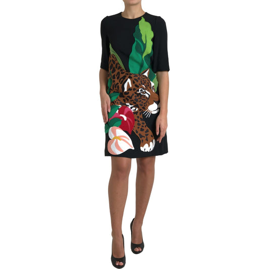 Dolce & Gabbana Elegant Jungle Motif Sheath Dress Dolce & Gabbana Dark Slate Gray