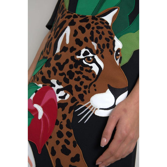 Dolce & Gabbana Elegant Jungle Motif Sheath Dress Dolce & Gabbana Dark Slate Gray