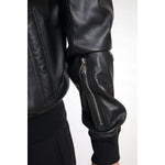 Dolce & Gabbana Black Leather Full Zip Bomber Men Jacket JKT3710-46