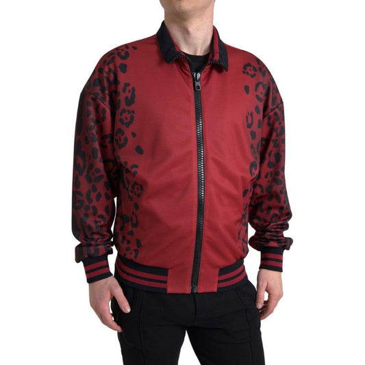 Dolce & Gabbana Red Leopard Print Bomber Jacket Dolce & Gabbana Dark Slate Gray