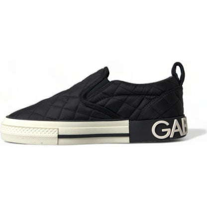 Dolce & Gabbana Black Quilted Slip On Low Top Sneakers Shoes