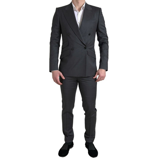 Dolce & Gabbana Sleek Grey Slim Fit Double Breasted Suit Dolce & Gabbana Dark Slate Gray