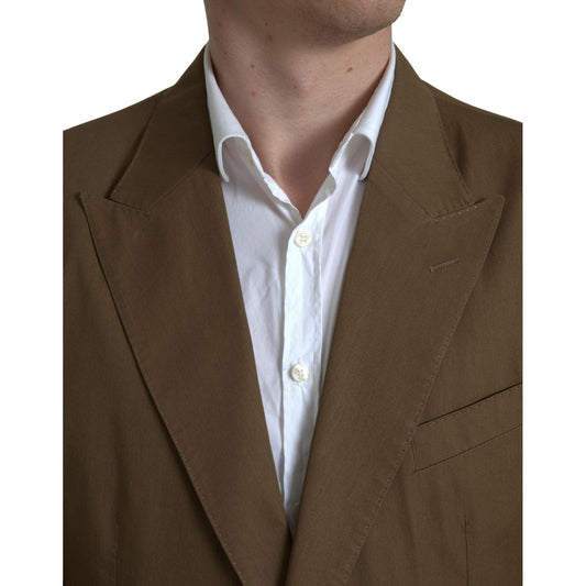 Dolce & Gabbana Elegant Brown Silk Blend Taormina Suit Dolce & Gabbana Dark Olive Green