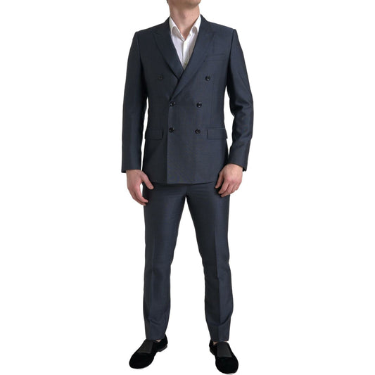 Dolce & Gabbana Elegant Blue Silk Blend Martini Suit Dolce & Gabbana Dark Slate Gray