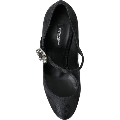 Dolce & Gabbana Black Brocade Mary Janes Heels Pumps Shoes