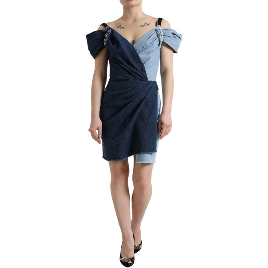 Dolce & Gabbana Elegant Two-Tone Blue Sheath Dress Dolce & Gabbana Dark Slate Gray