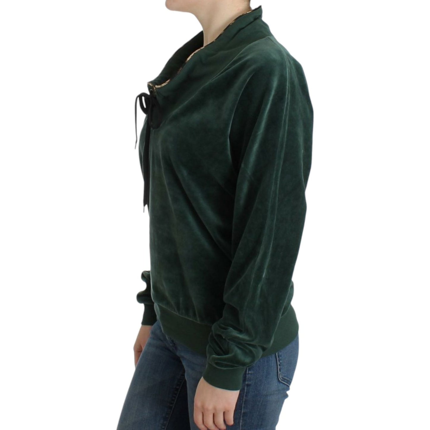 Cavalli Green velvet cotton sweater