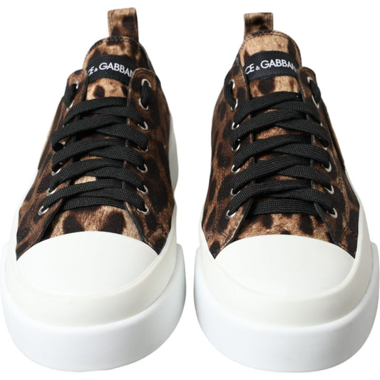 Dolce & Gabbana Elegant Leopard Print Casual Sneakers Dolce & Gabbana Light Gray