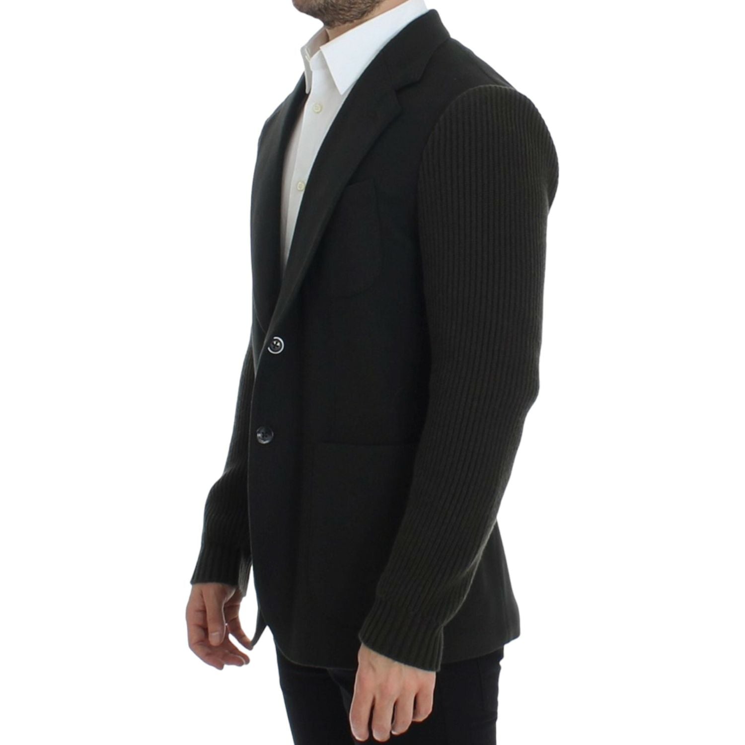 优雅绿色羊绒西装外套