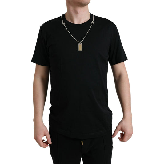 Dolce & Gabbana Sleek Cotton Round Neck T-Shirt with Chain Detail Dolce & Gabbana Rosy Brown