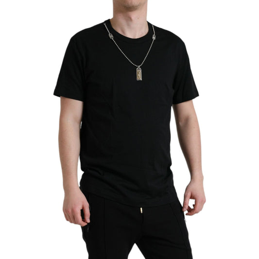 Dolce & Gabbana Sleek Cotton Round Neck T-Shirt with Chain Detail Dolce & Gabbana Rosy Brown