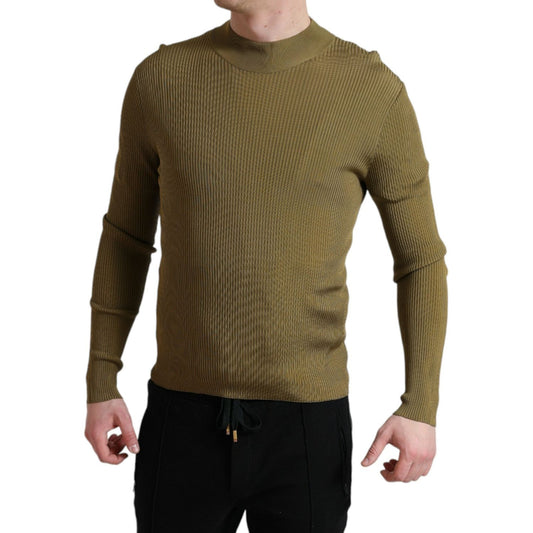 Dolce & Gabbana Army Green Viscose Crew Neck Sweater Dolce & Gabbana Dark Slate Gray