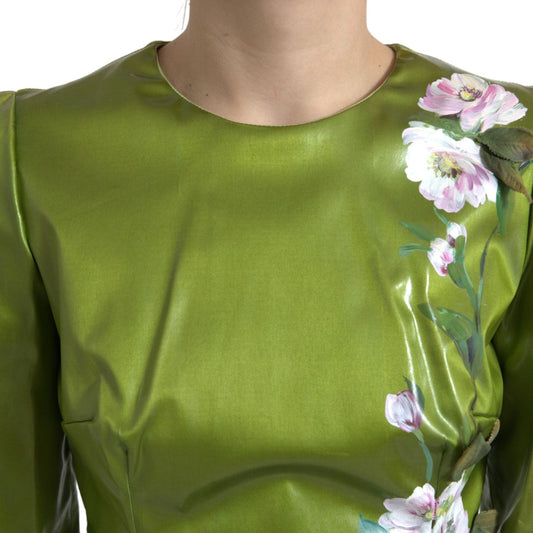 Dolce & Gabbana Floral Elegance Midi Sheath Dress Dolce & Gabbana Olive Drab