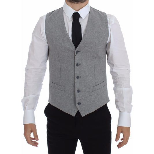 Dolce & Gabbana Gray Cotton Stretch Dress Vest Blazer