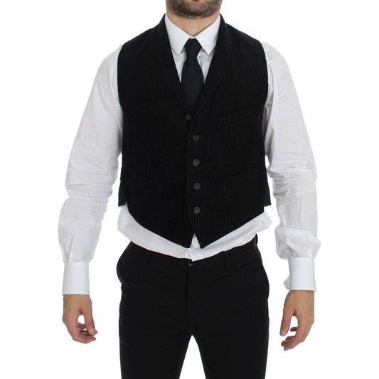 Dolce & Gabbana Elegant Black Manchester Dress Vest Dolce & Gabbana Light Gray