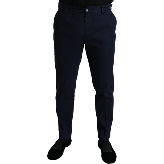 Dolce & Gabbana Elegant Dark Blue Skinny Dress Pants Dolce & Gabbana Black