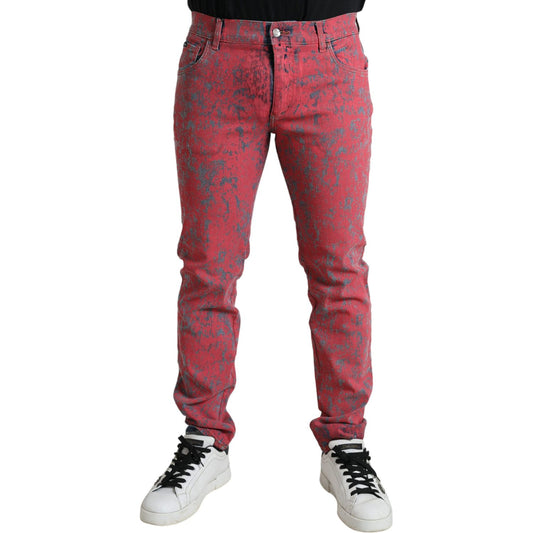 Dolce & Gabbana Red Tie Dye Skinny Denim Jeans Dolce & Gabbana Sienna