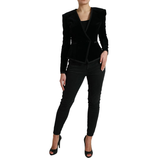 Dolce & Gabbana Elegant Double Breasted Cotton-Silk Blazer Dolce & Gabbana Black