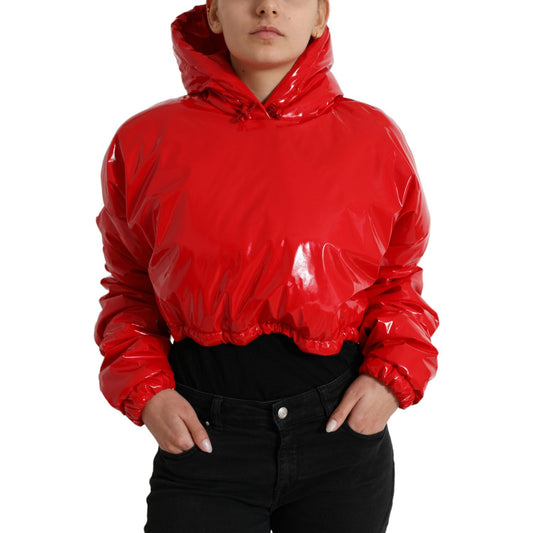 Dolce & Gabbana Chic Shiny Red Cropped Jacket Dolce & Gabbana Black