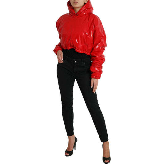Dolce & Gabbana Chic Shiny Red Cropped Jacket Dolce & Gabbana Firebrick