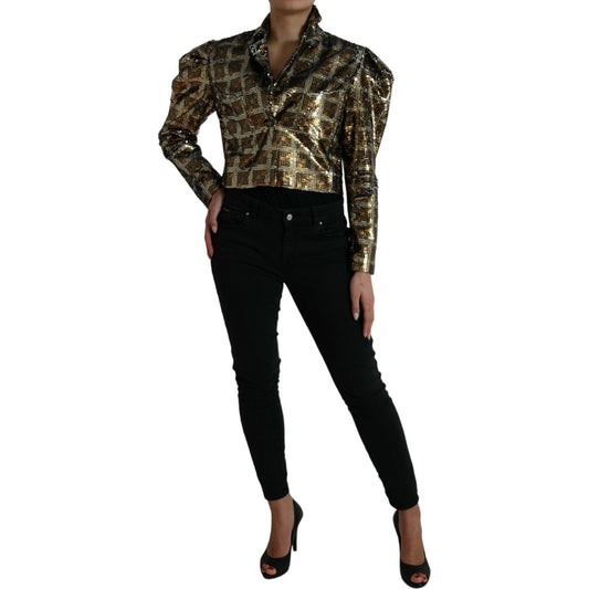 Dolce & Gabbana Multicolor Sequined Cropped Jacket Dolce & Gabbana Black