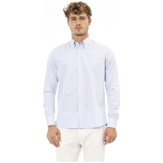Baldinini Trend Light Blue Cotton Men Shirt Baldinini Trend Lavender