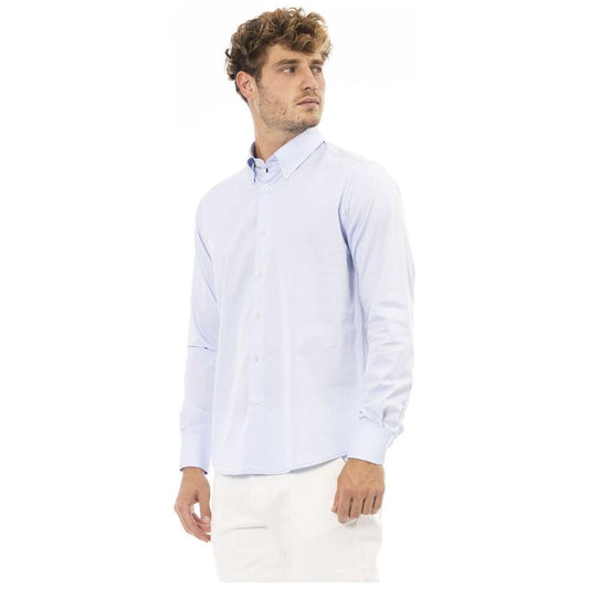 Baldinini Trend Light Blue Cotton Men Shirt Baldinini Trend Lavender