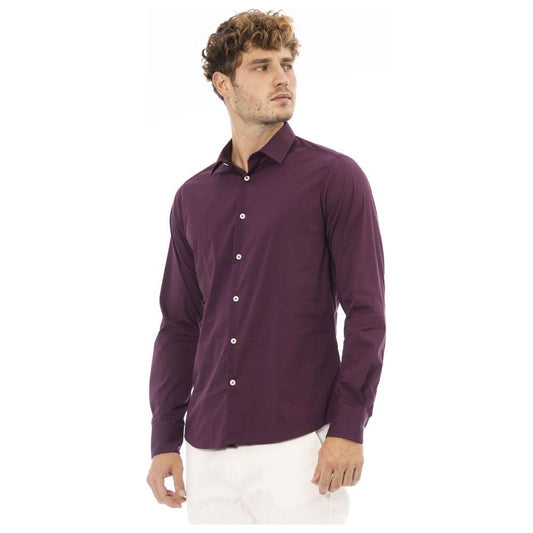Baldinini Trend Red Cotton Men Shirt Baldinini Trend Dark Slate Gray