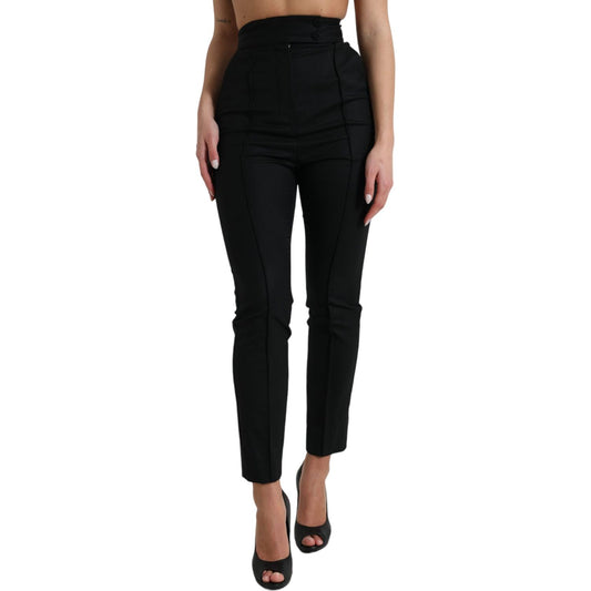 Dolce & Gabbana Elegant High Waist Tapered Wool Pants Dolce & Gabbana Rosy Brown