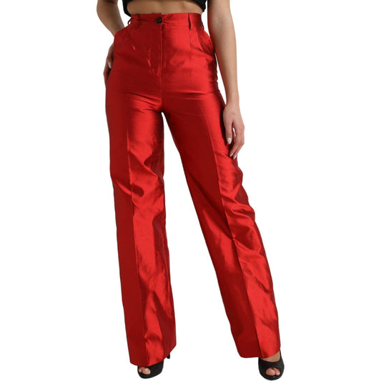 Dolce & Gabbana Elegant High Waist Wide Leg Silk Pants Dolce & Gabbana Brown