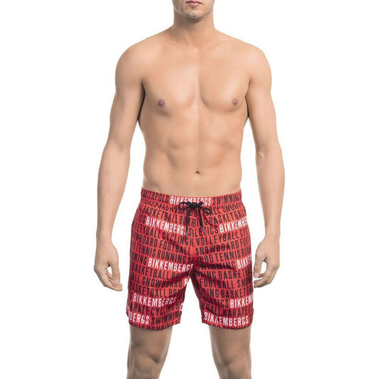 Bikkembergs Red Polyester Men Swim Short Bikkembergs Tan